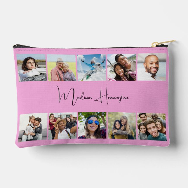 YOUR Name & 10 Photos Custom Accessory Pouch (Back)