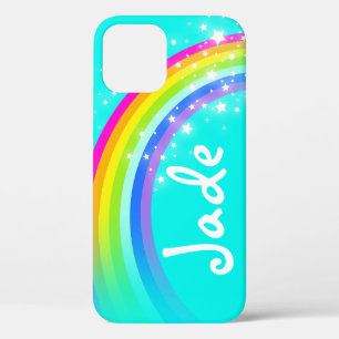 Your name 4 letter rainbow aqua iphone case