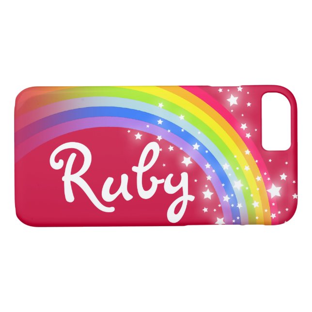 Your name 4 letter rainbow red iphone case (Back (Horizontal))