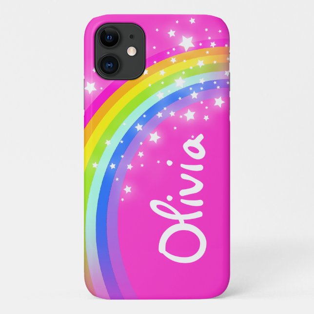 "Your name" (6 letter) rainbow pink girl ipod case (Back)