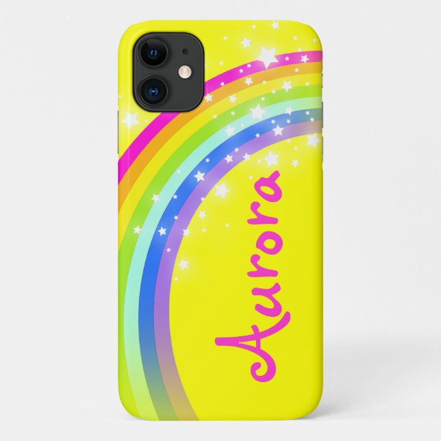 "Your name" (6 letter) rainbow yellow ipod case (Back)