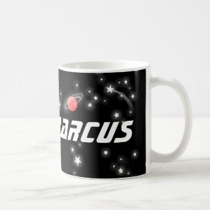 your name (6 letter) space red black kids mug