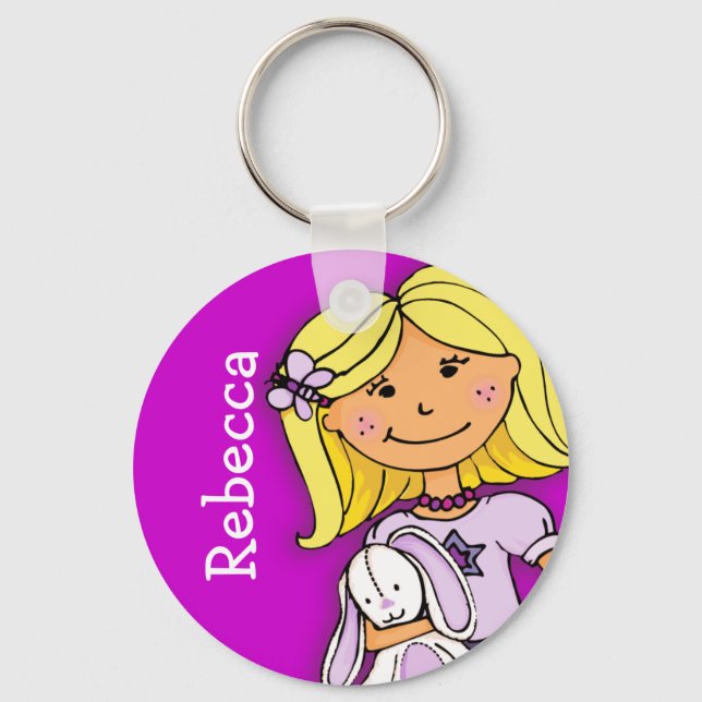 Your name 7 letter girls blonde purple keychain (Front)