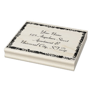Your Name Address Abstract Border Rubber Stamps