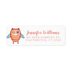 Your Name Address   Cute Neon Boho Owl