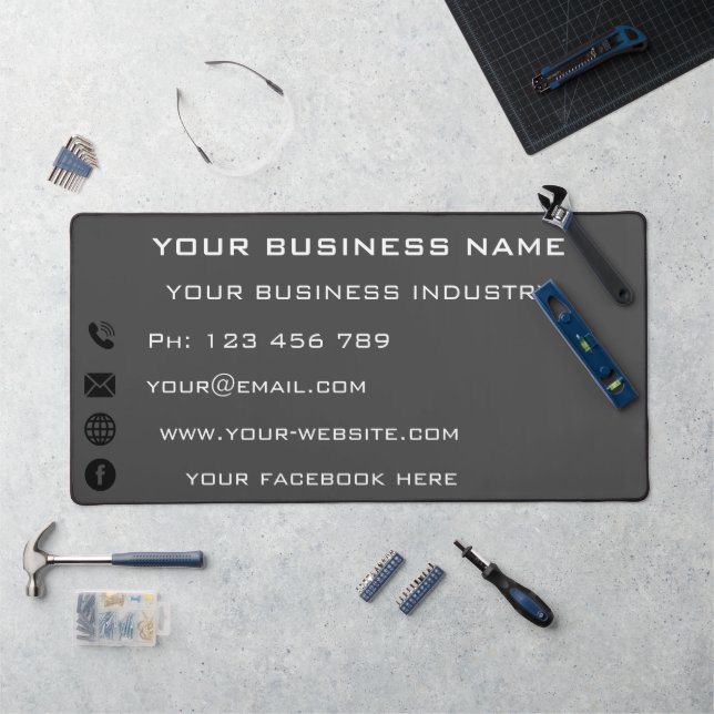 Your Name Address Info Business Desk Mat Example (Workstation)
