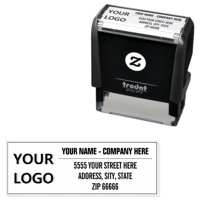 Your Name Address Stamp Example with Logo or Photo (In Situ)
