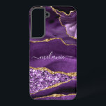 Your Name Agate Purple Violet Gold Marble Gift Samsung Galaxy Case<br><div class="desc">Agate Purple Violet Gold Glitter Geode Custom Name Sparkle Marble Personalised Birthday - Anniversary or Wedding Gift / Suppliest - Add Your Name - Text or Remove - Make Your Special Gift - Resize and move or remove and add text / elements with customisation tool. Design by MIGNED. Please see...</div>