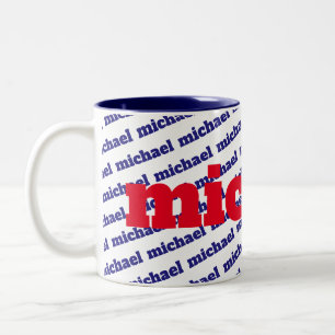 Your Name and Colour Pattern Two-Tone Coffee Mug
