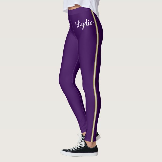Your Name and Gold School Stripe Leggings (Left)
