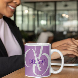 Your Name and Initial Lavender Purple Grey Coffee Mug