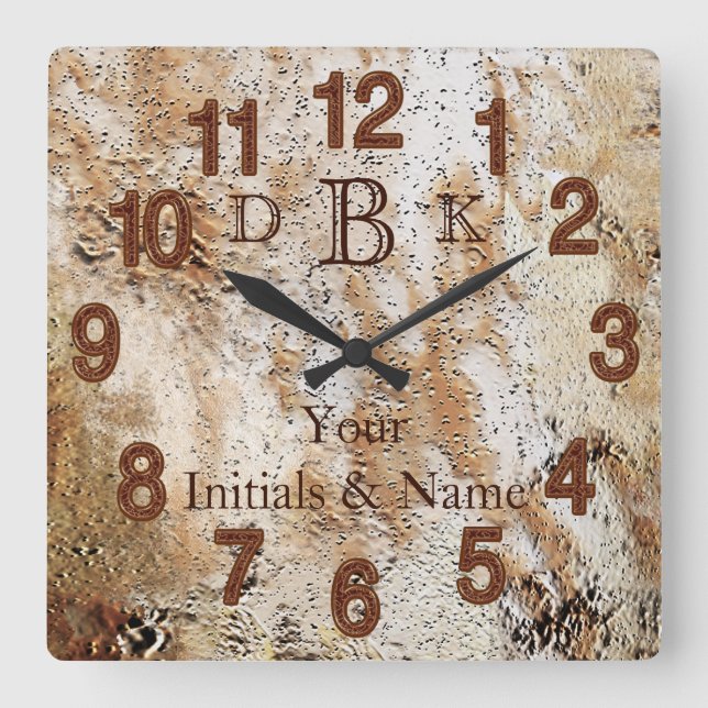 Your NAME and INITIALS Rustic Man Cave Wall Clocks (Front)