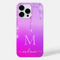 Your Name and Letter Purple Pink Neon iPhone Case