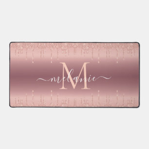 Your Name and Letter Rose Gold Desk Mat