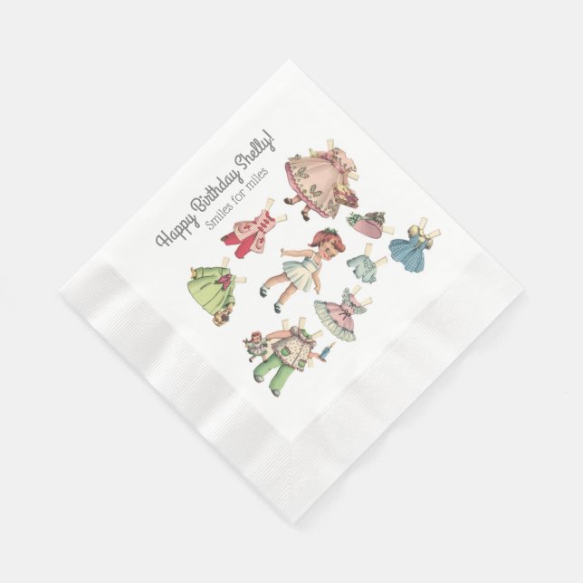 Your Name and Message Vintage doll Paper Napkin (Corner)