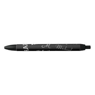 Your name and monogram custom pattern black ink pen