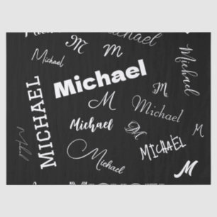 Your name and monogram custom pattern black tissue paper