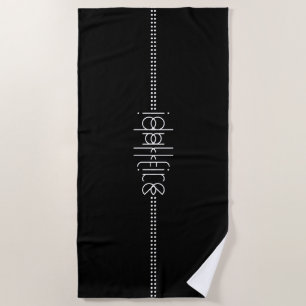 Your Name as Alien Glyphs Unique Black Beach Towel