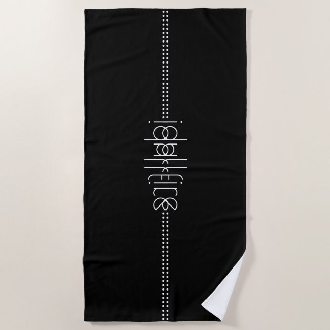 Your Name as Alien Glyphs Unique Black Beach Towel (Front)