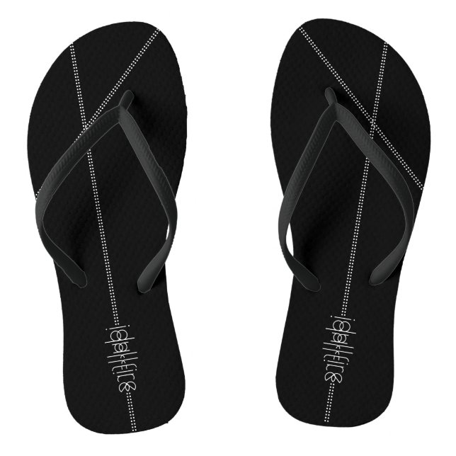 Your Name as Alien Glyphs Unique Black Flip Flops (Footbed)