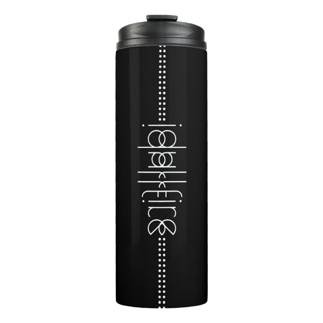 Your Name as Alien Glyphs Unique Black Thermal Tumbler (Front)