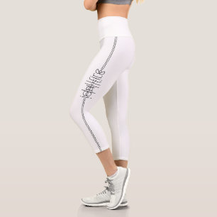 Your Name as Alien Glyphs Unique White Capri Leggings