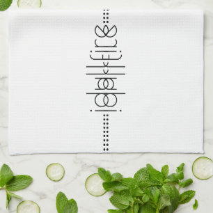 Your Name as Alien Glyphs Unique White Tea Towel