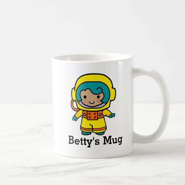 Your Name Astronaut Girl in Spacesuit Coffee Mug (Right)