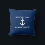 Your Name Beach House Anchor Blue Cushion<br><div class="desc">Your Name Beach House Anchor Blue Throw Pillow Cushion.</div>