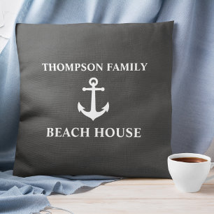 Your Name Beach House Ball Anchor Ash Grey Cushion