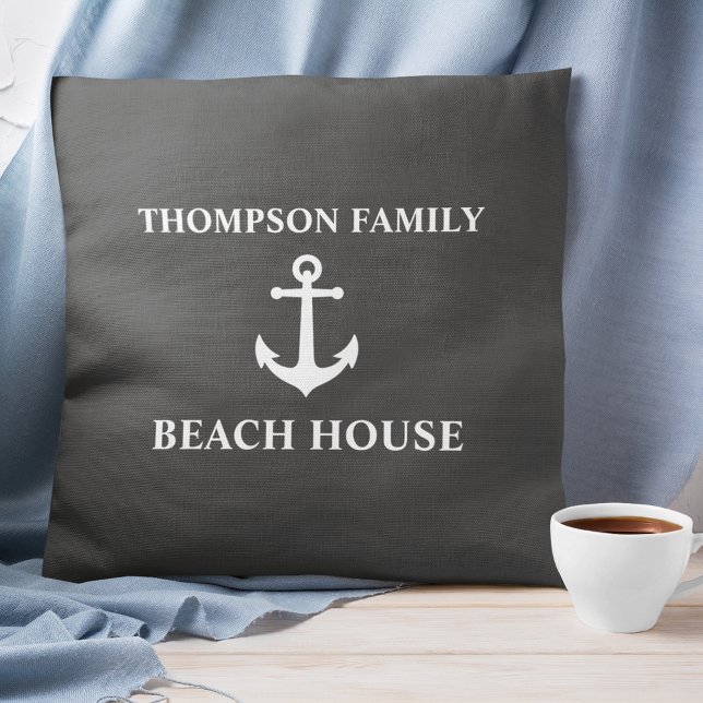 Your Name Beach House Ball Anchor Ash Grey Cushion (Creator Uploaded)
