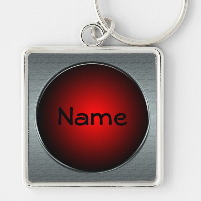 Your Name Big Red Button Keychain (Front)