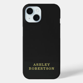 Your Name Black Professional Stylish Minimalist iPhone 15 Case