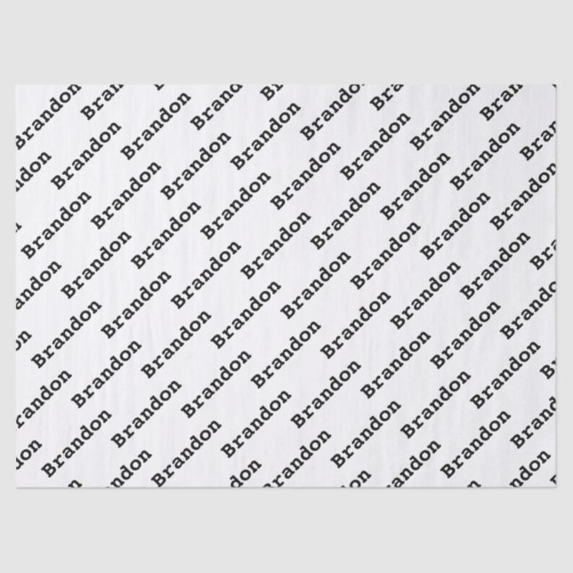 Your Name Black/White Birthday Text Pattern Tissue Paper (Front)