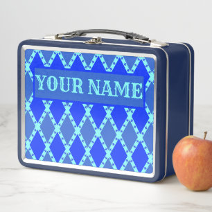 Your Name Blue Birds Pattern Metal Lunch Box