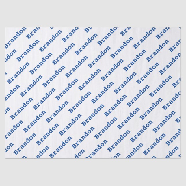 Your Name Blue/White Birthday Text Pattern Tissue Paper (Front)