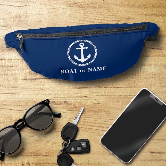Your Name Boat or Port Nautical Sea Anchor Blue Bum Bags (Creator Uploaded)