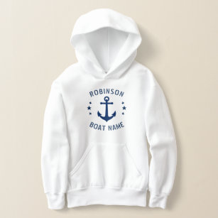 Your Name & Boat Vintage Anchor Stars Blue & White