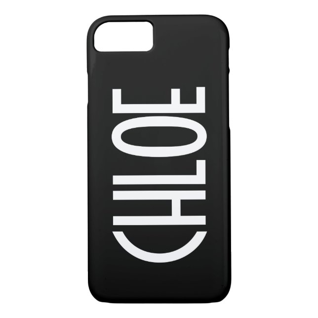 Your Name, Bold White Text | Black Case-Mate iPhone Case (Back)