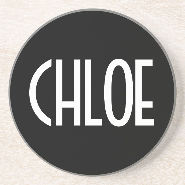 Your Name, Bold White Text | Black Coaster (Front)