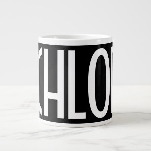 Your Name, Bold White Text   Black Large Coffee Mug