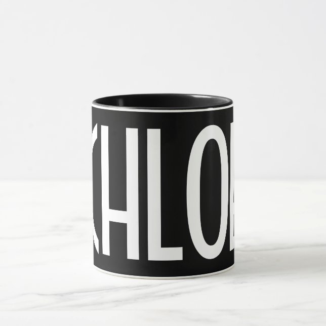 Your Name, Bold White Text | Black Mug (Center)