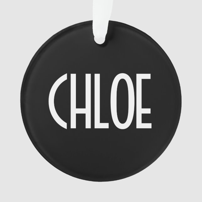 Your Name, Bold White Text | Black Ornament (Front)