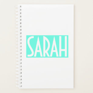 Your Name   Bold White Text on Bright Aqua Planner