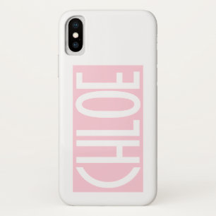 Your Name   Bold White Text on Light Pink iPhone X Case