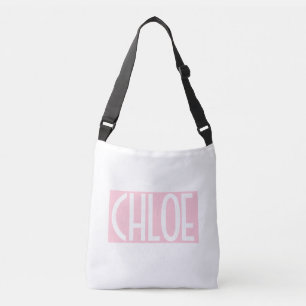 Your Name   Bold White Text on Light Pink Crossbody Bag