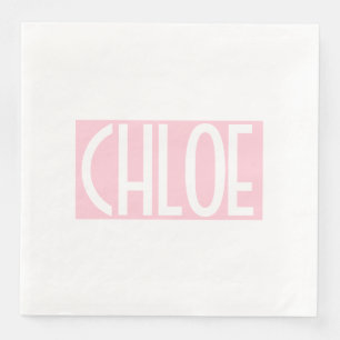 Your Name   Bold White Text on Light Pink Napkin