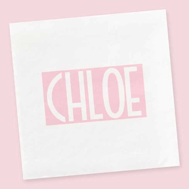 Your Name | Bold White Text on Light Pink Napkin (Creator Uploaded)