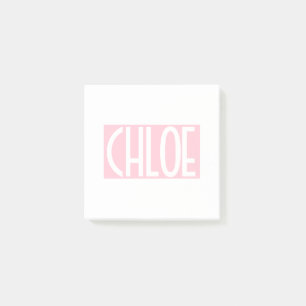 Your Name   Bold White Text on Light Pink Post-it Notes