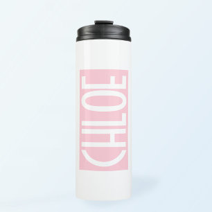 Your Name Bold White Text on Light Pink Thermal Tumbler